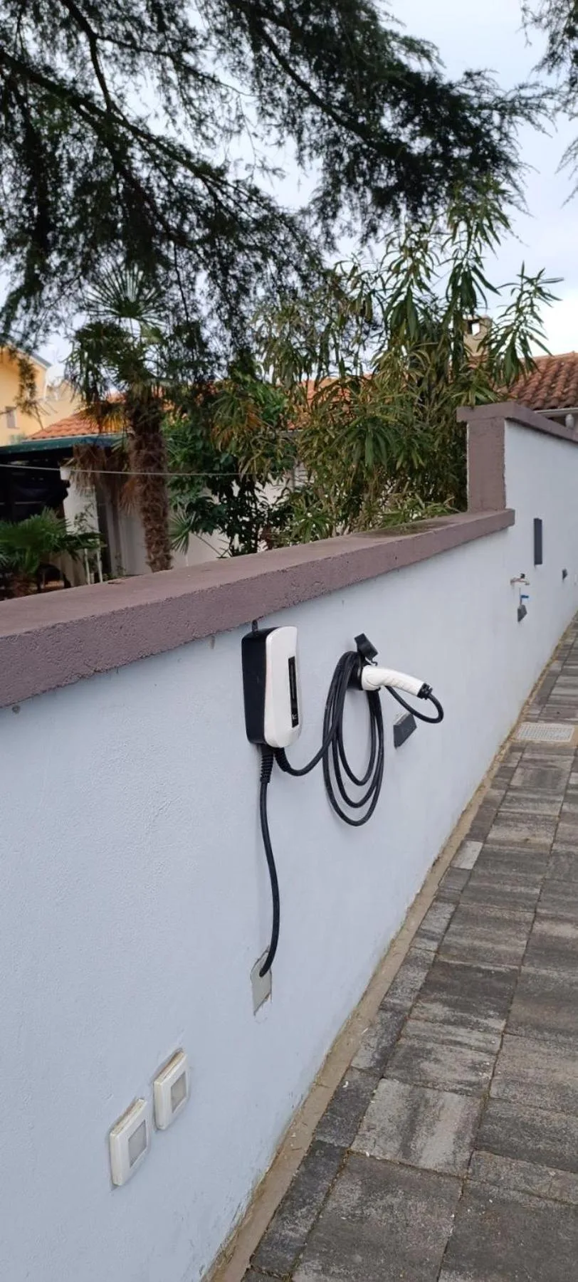 Wallbox charger for electric cars at the parking area